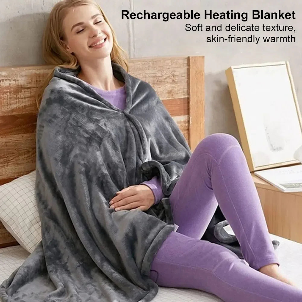 USB Electric Heated Blanket 3 Heating Levels Fleece Heated Blanket Portable Coral Velvet Blanket Quickly Heated Cape Pad