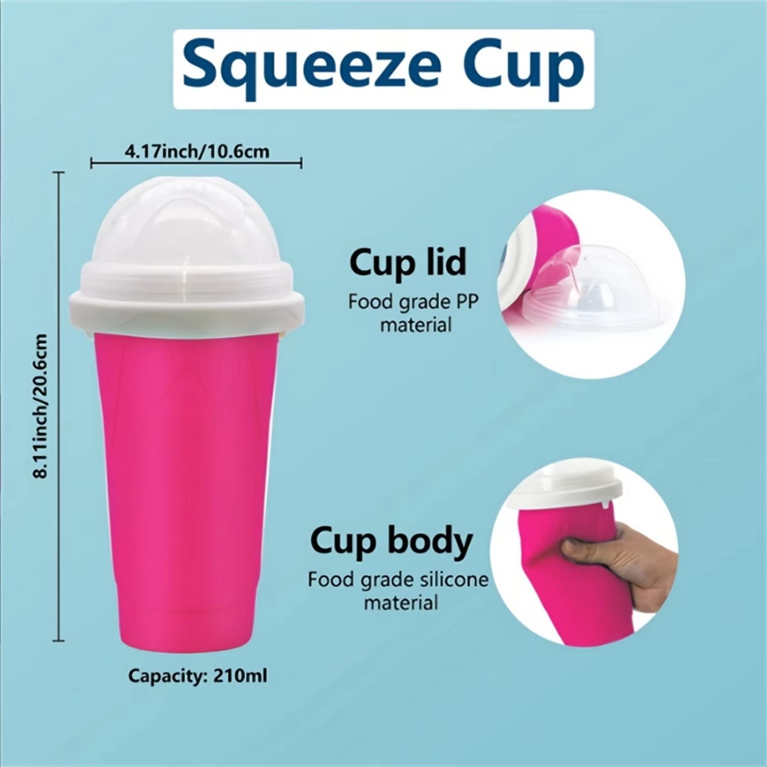 1Pc Portable DIY Squeeze Ice Cream Maker Cup, Summer Magic Smoothie Cup, Family Slushie Makers with Reusable Straw, Easy-To-Fre