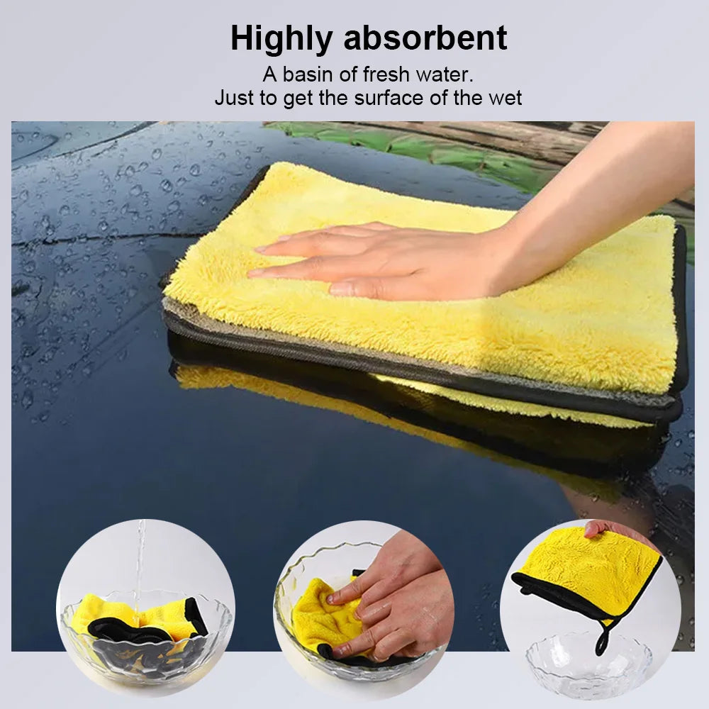 Car Wash Microfiber Towel 30X30/60Cm Car Cleaning Drying Cloth Hemming Car Care Cloth Detailing Car Wash Towel