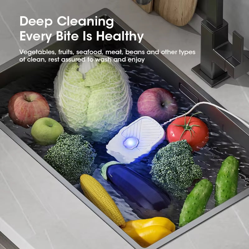 Vegetable and Fruit Cleaning Machine Multi Functional Ultrasonic Cleaner Mini Kitchen Vegetable High Frequency Cleaning Machine