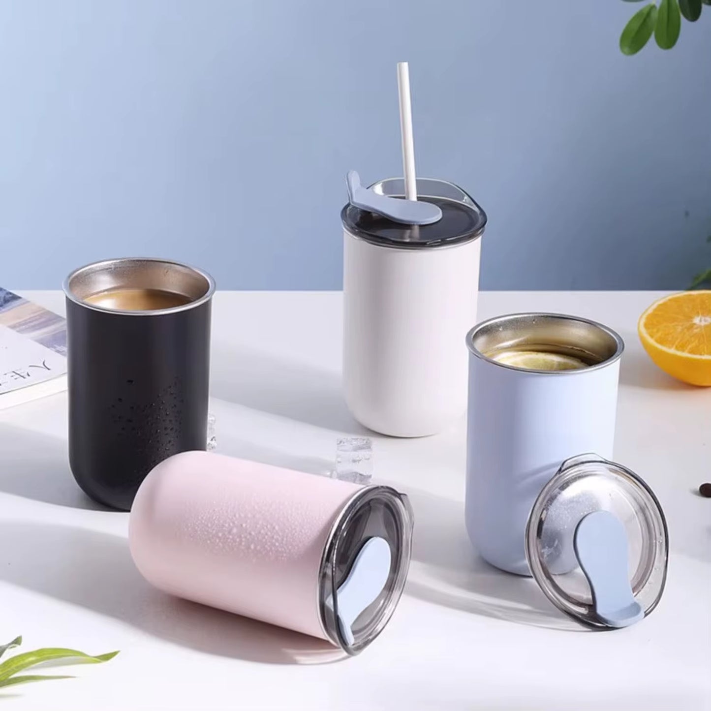 Thermal Mug Beer Cups 300Ml Stainless Steel Thermos Tea Coffee Water Bottle Vacuum Insulated Leakproof with Lids Drinkware