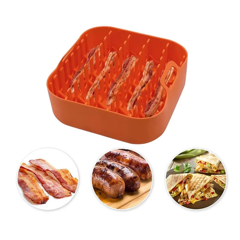 Silicone Air Fryer Basket Silicone Bacon Rack Air Fryer Grilling Pan Air Fryer Accessories Bacon Holder for Air Fryer