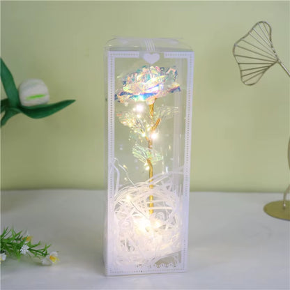 Red Rose Artificial Flowers Creative Valentine'S Day Mother'S Day Gift Rose in Glass Cover Light up Rose Wedding LED Galaxy Rose