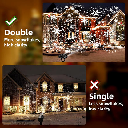 Outdoor Christmas Snowflake Projection Light, Waterproof Dual Head LED Light, Landscape Decoration, Lighting Projection Light