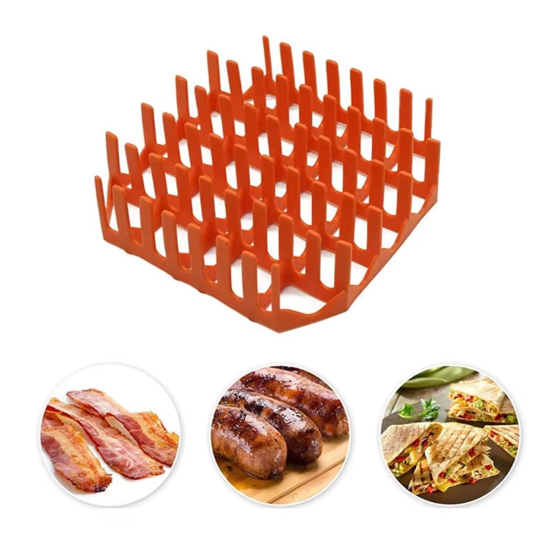 Silicone Air Fryer Basket Silicone Bacon Rack Air Fryer Grilling Pan Air Fryer Accessories Bacon Holder for Air Fryer