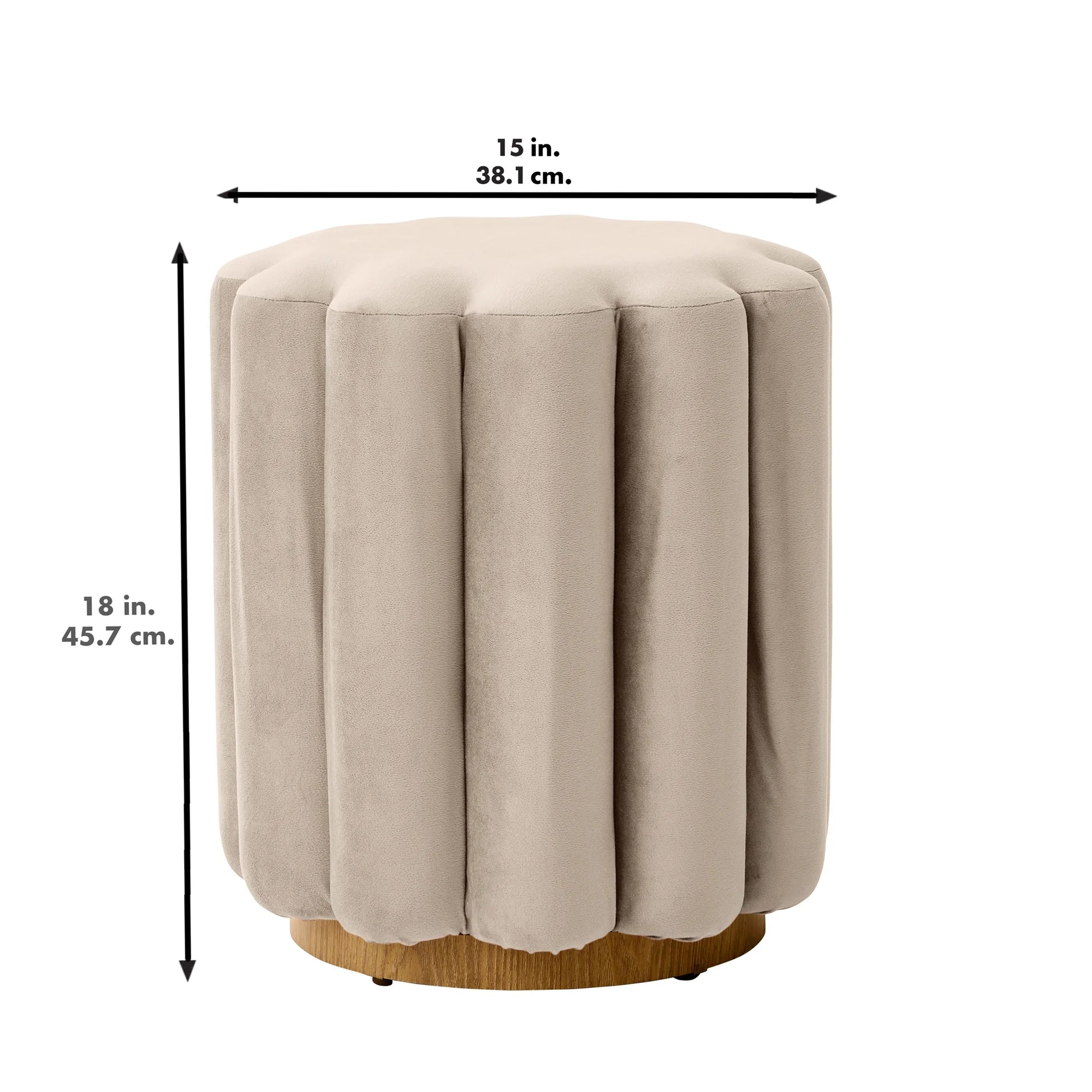 Lillian Velvet Tufted Ottoman, Beige